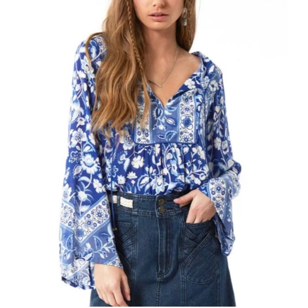 Spell Lolita Blouse in Bluebell Festival Womens S Bohemian Peasant Top Retro